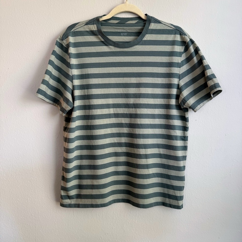 Everlane T Shirt Striped Crew Green Cotton M